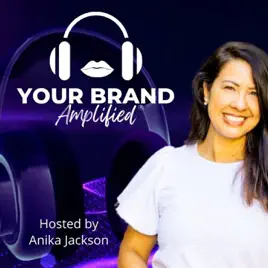 Your Brand Amplified podcast cover art with headphones icon