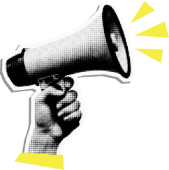 Hand holding a megaphone for marketing and communication