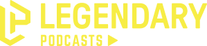 Legendary Podcasts logo in yellow with podcast icon