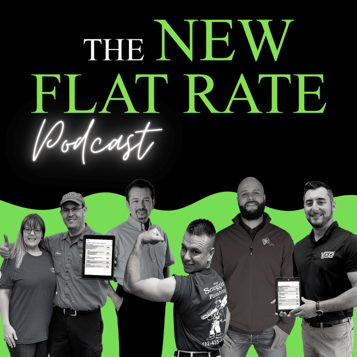 The New Flat Rate Podcast cover featuring a group of professionals